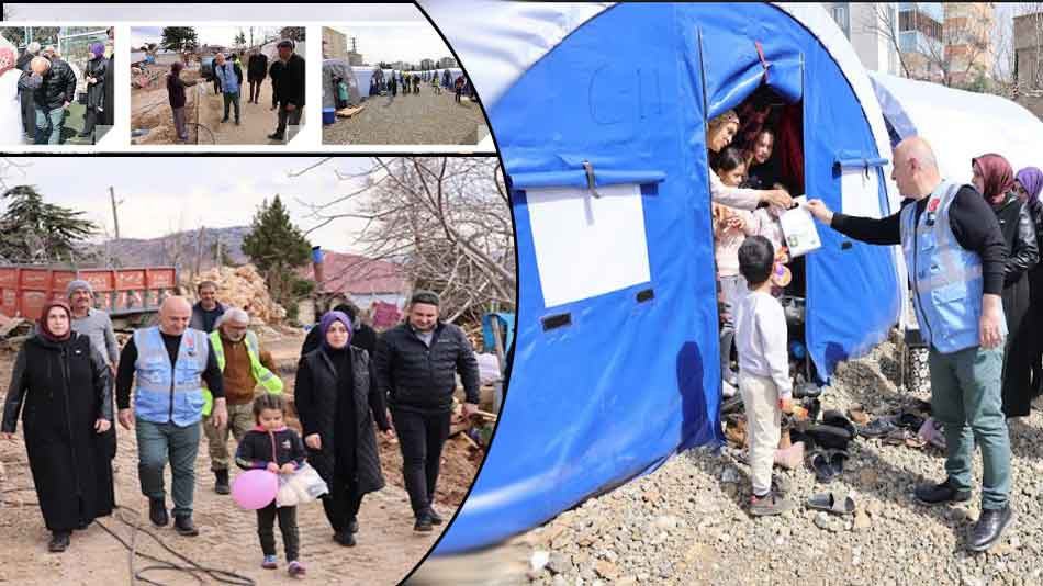 Başkan Muzaffer Bıyık eşiyle birlikte çadır kentteki kadınların gününü kutladı