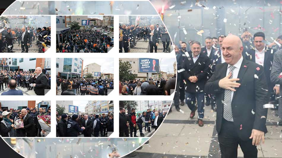  Başkan Muzaffer Bıyık'ı belediyede törenle karşıladılar
