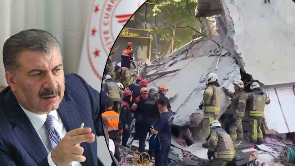 İstanbul'da çöken bina ile ilgili Bakan Koca'dan açıklama 
