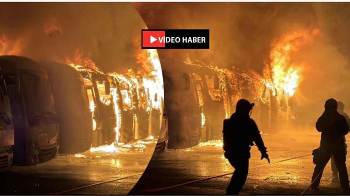 Isuzu servis otoparkında yangın: Araçlar Alev alev yandı