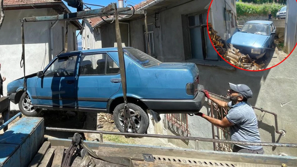 Yokuş aşağı inerken kaza yapıp iki evin arasına d&uuml;şt&uuml;